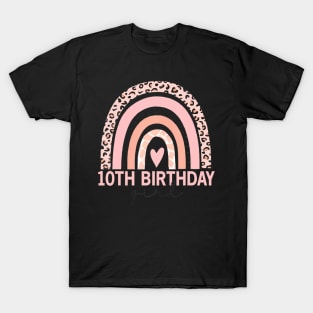Leopard Rainbow 10Th Birthday Girl 10 Year Old T-Shirt